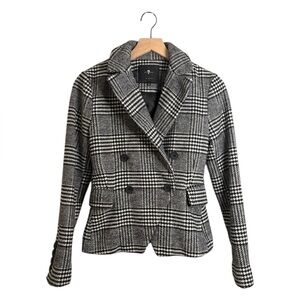 7 For All Mankind Black and White Houndstooth/Plaid Blazer